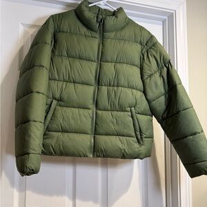 Time and Tru Olive Puffer Jacket